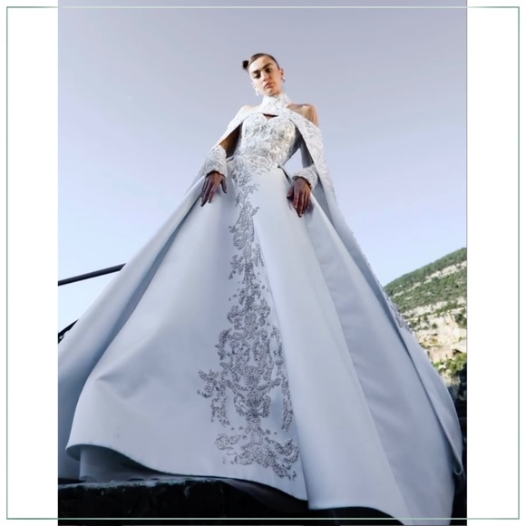 $30,500 Saiid Kobeisy Crystal Beaded Double Satin Runway Bridal Gown and Cape - Picture 6 of 16